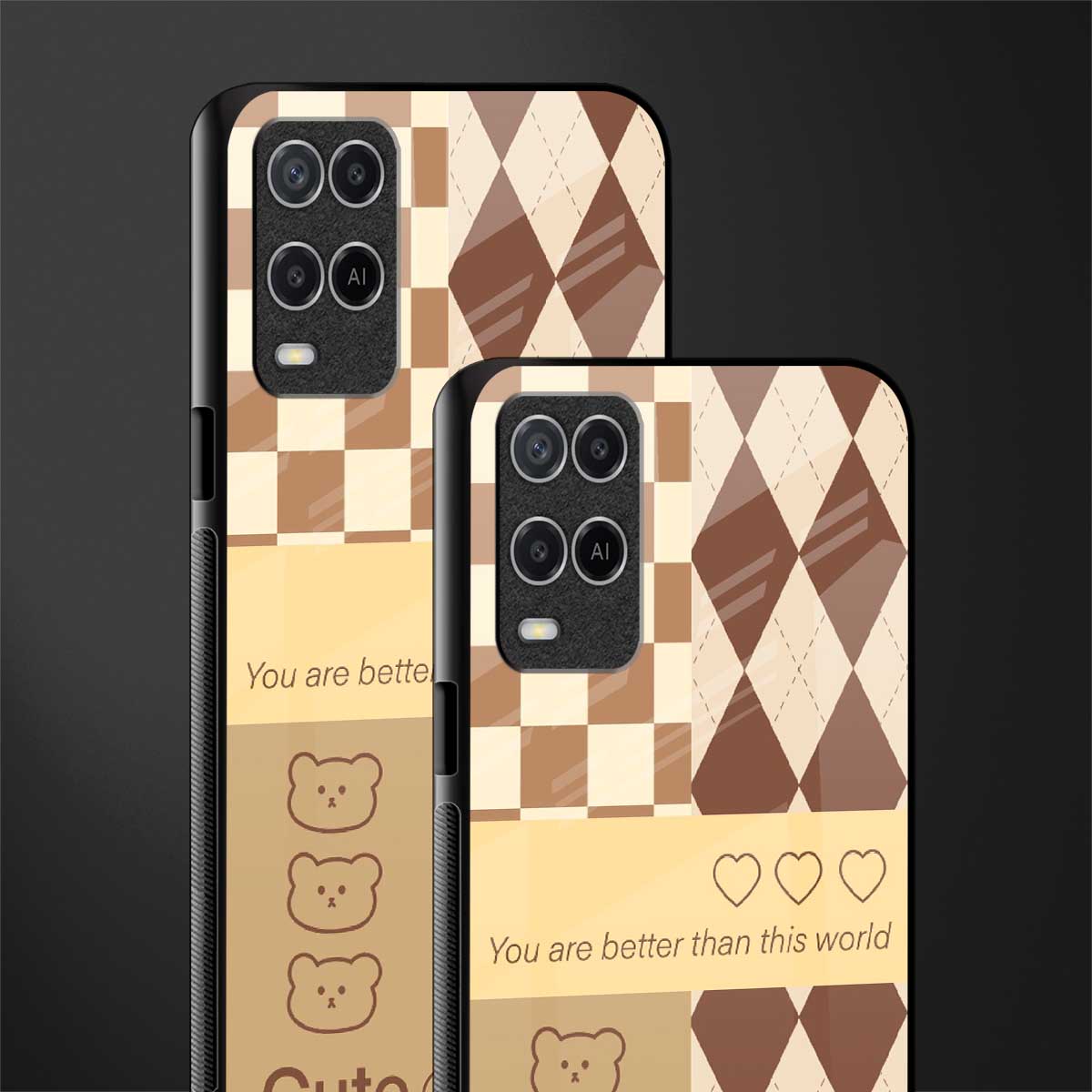 you're my world brown edition glass case for oppo a54 image-2