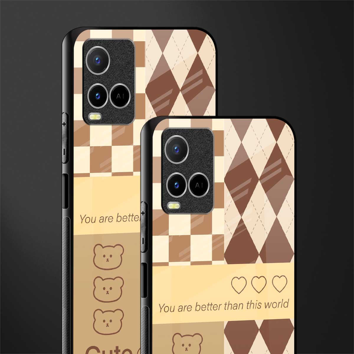 you're my world brown edition glass case for vivo y21s image-2