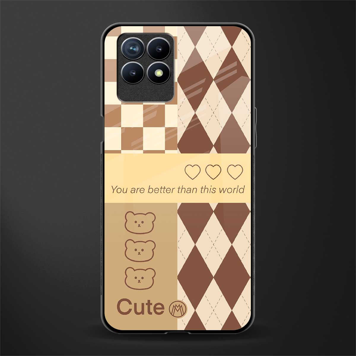 you're my world brown edition glass case for realme 8i image