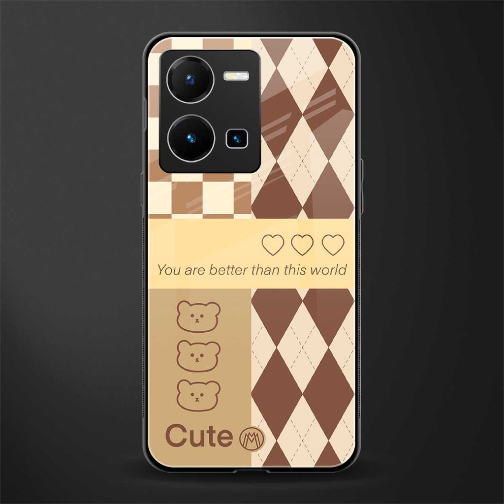 you're my world brown edition back phone cover | glass case for vivo y35 4g