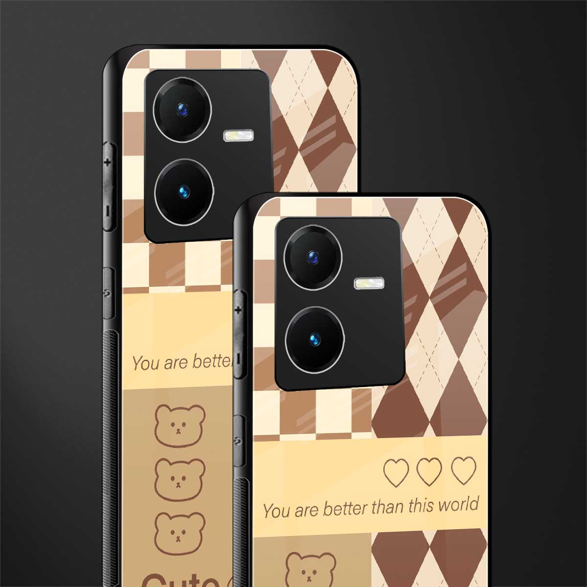 you're my world brown edition back phone cover | glass case for vivo y22