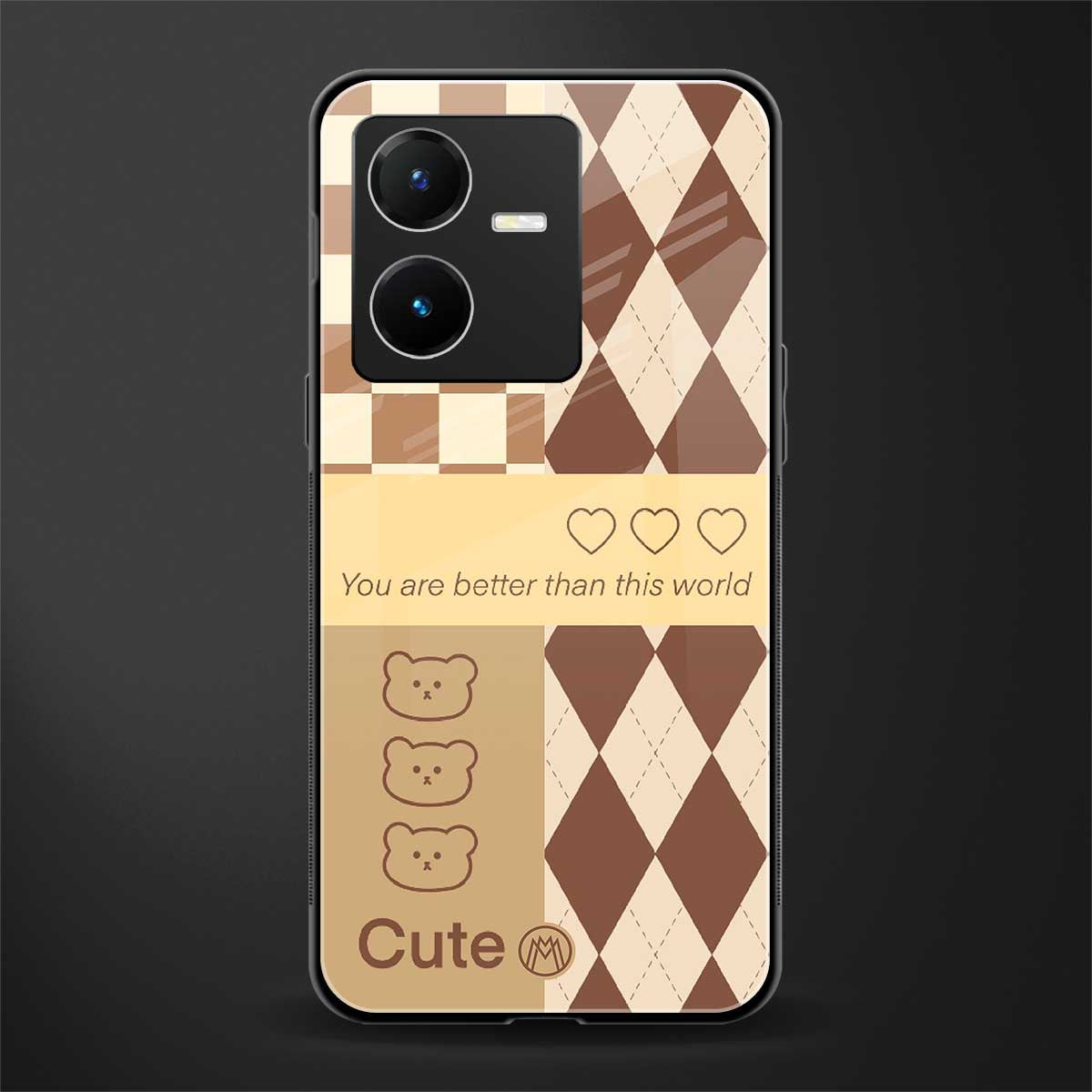 you're my world brown edition back phone cover | glass case for vivo y22