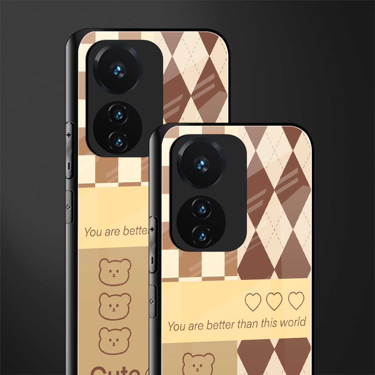 you're my world brown edition back phone cover | glass case for vivo t1 44w 4g