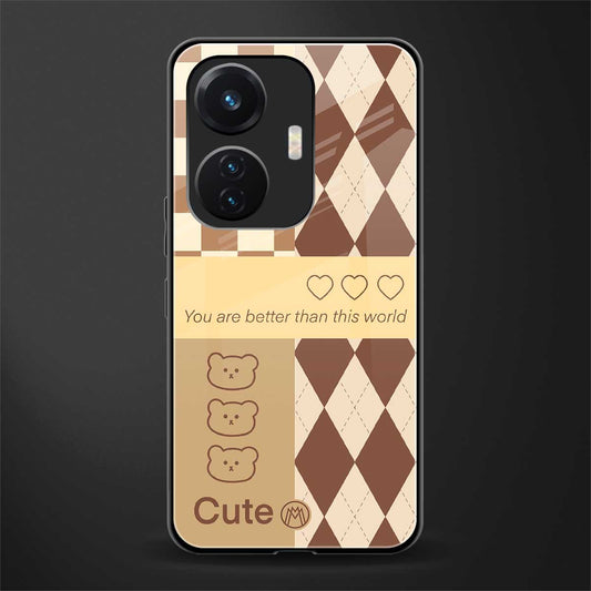 you're my world brown edition back phone cover | glass case for vivo t1 44w 4g