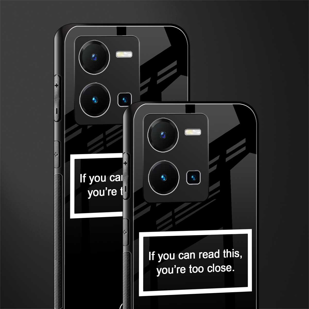 you're too close black back phone cover | glass case for vivo y35 4g