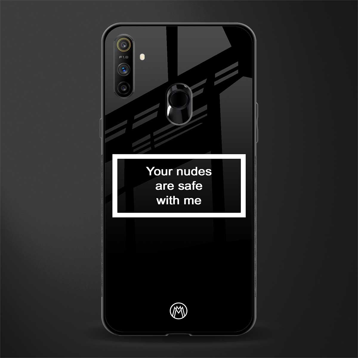your nudes are safe with me black glass case for realme narzo 10a image
