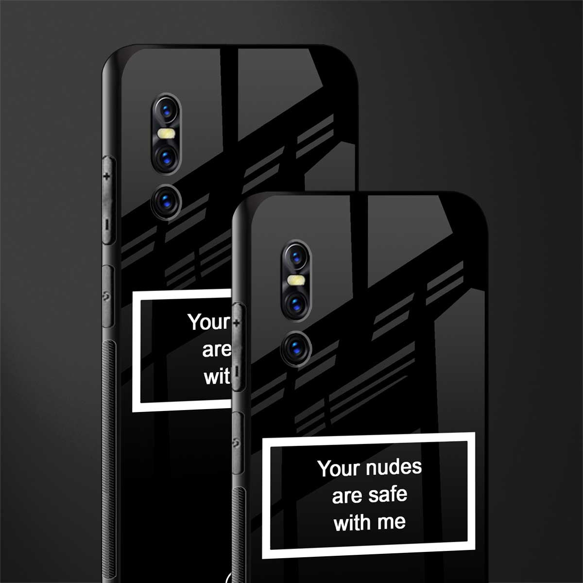 your nudes are safe with me black glass case for vivo v15 pro image-2