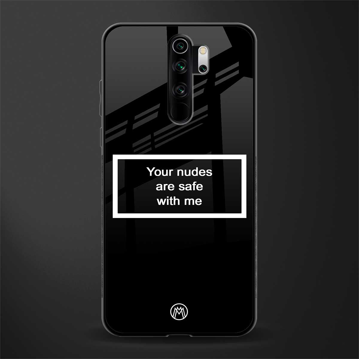 your nudes are safe with me black glass case for redmi note 8 pro image