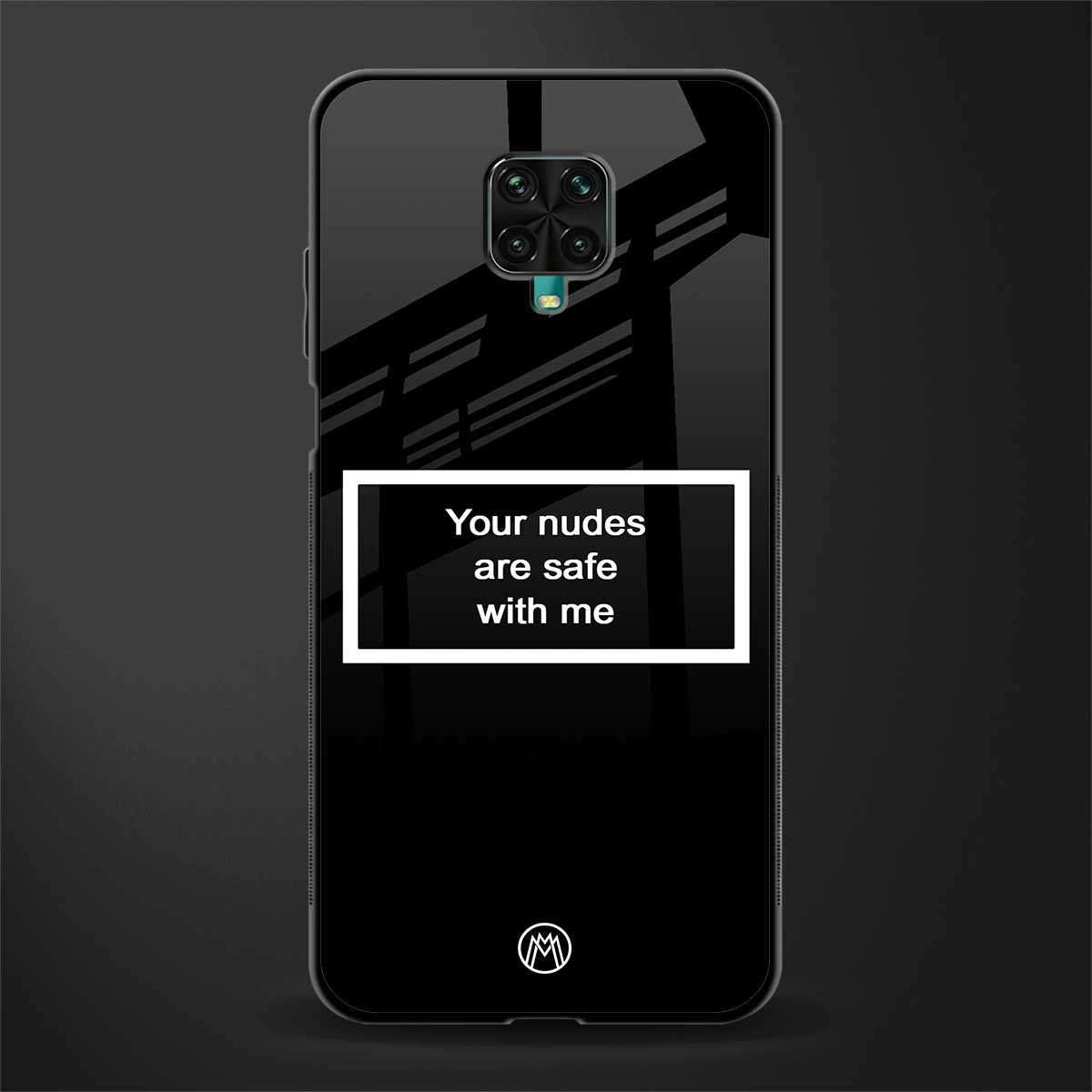 your nudes are safe with me black glass case for redmi note 9 pro image