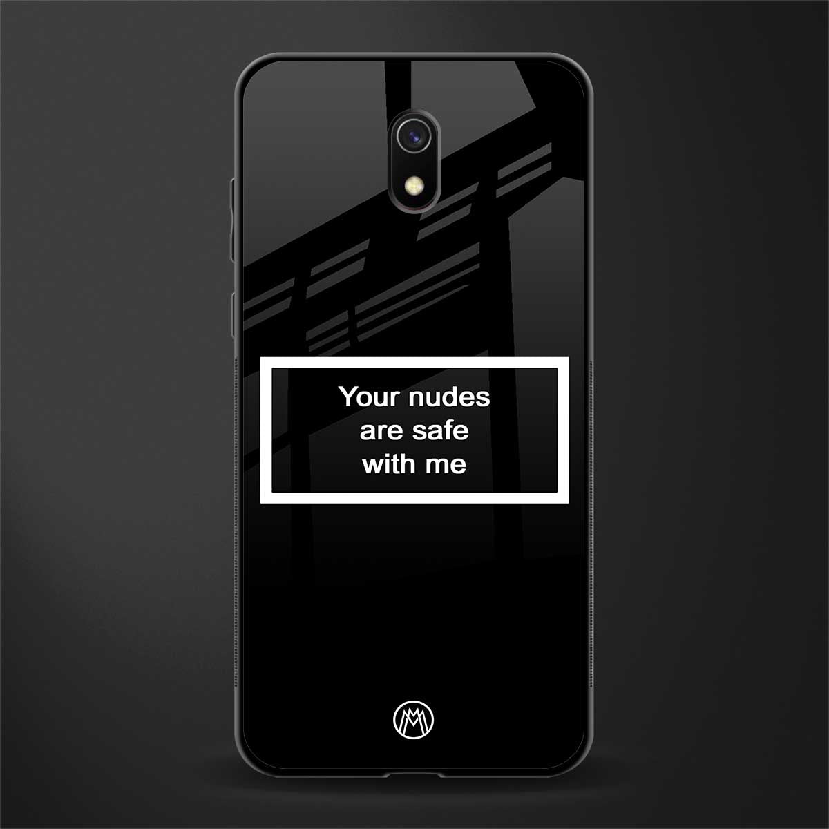 your nudes are safe with me black glass case for redmi 8a image