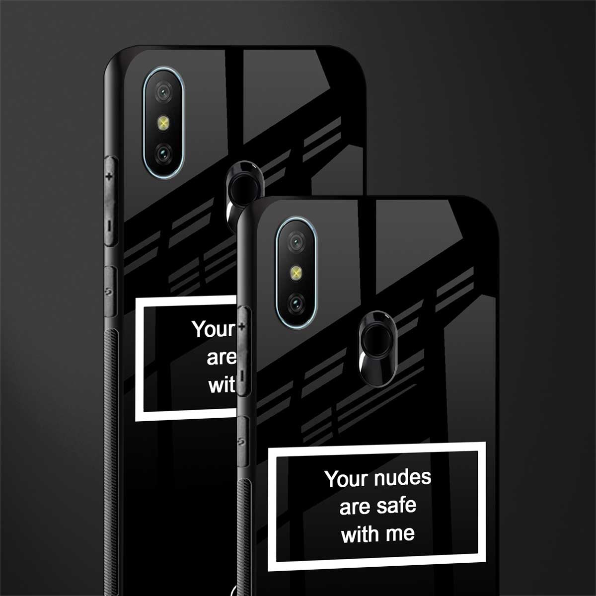 your nudes are safe with me black glass case for redmi 6 pro image-2