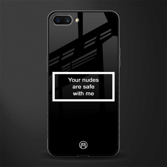 your nudes are safe with me black glass case for oppo a3s image