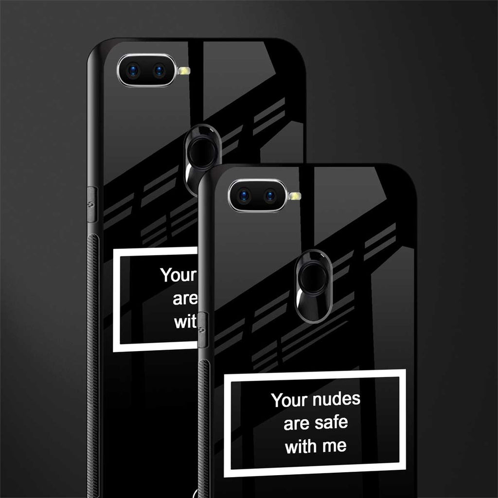 your nudes are safe with me black glass case for oppo a7 image-2