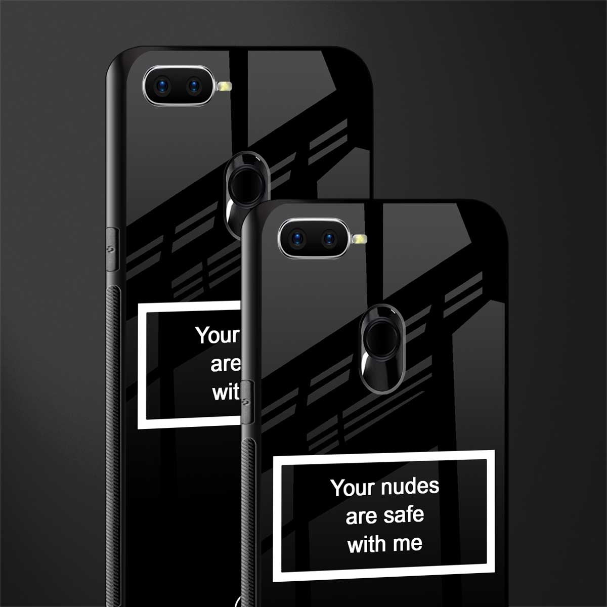 your nudes are safe with me black glass case for oppo a7 image-2