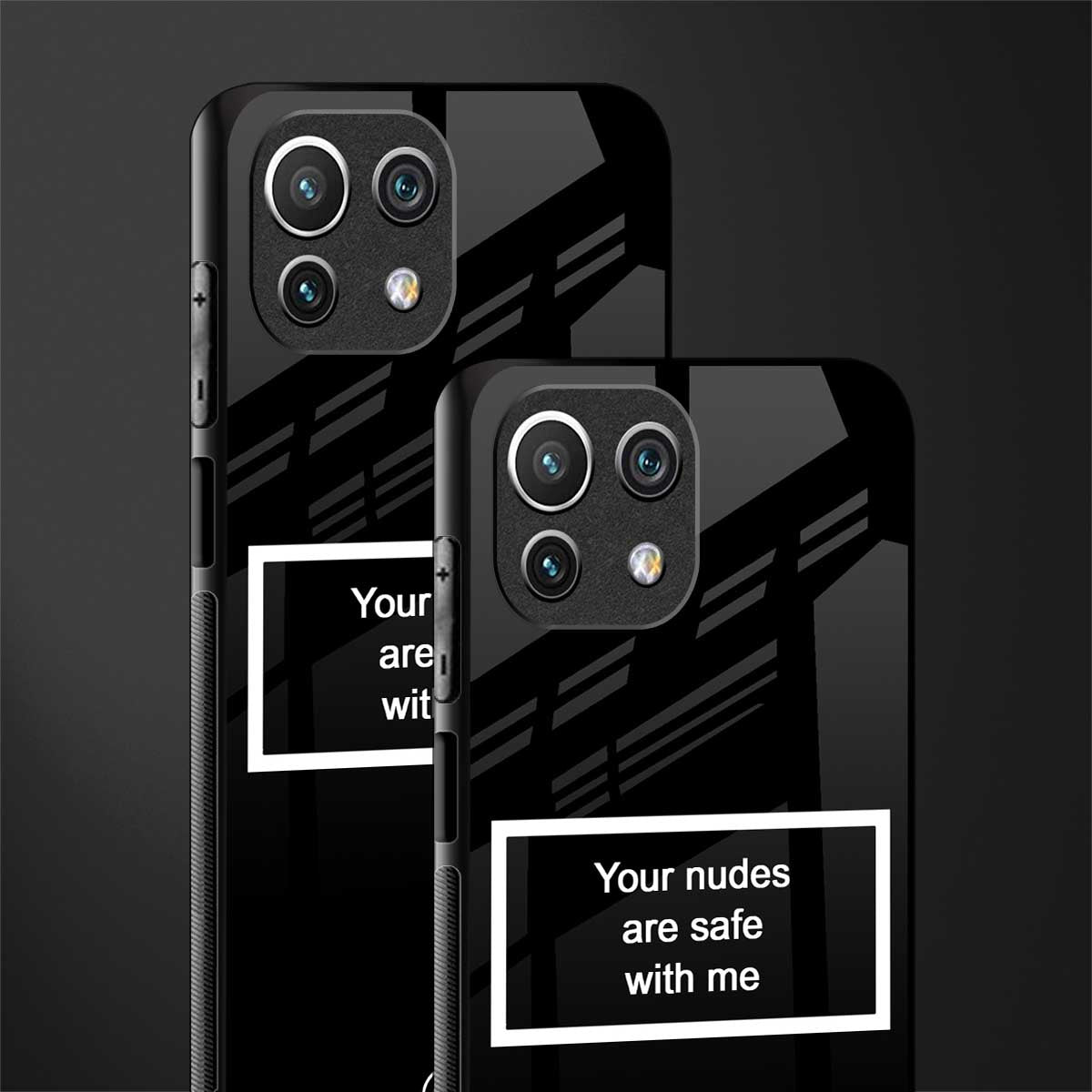 your nudes are safe with me black glass case for mi 11 lite image-2