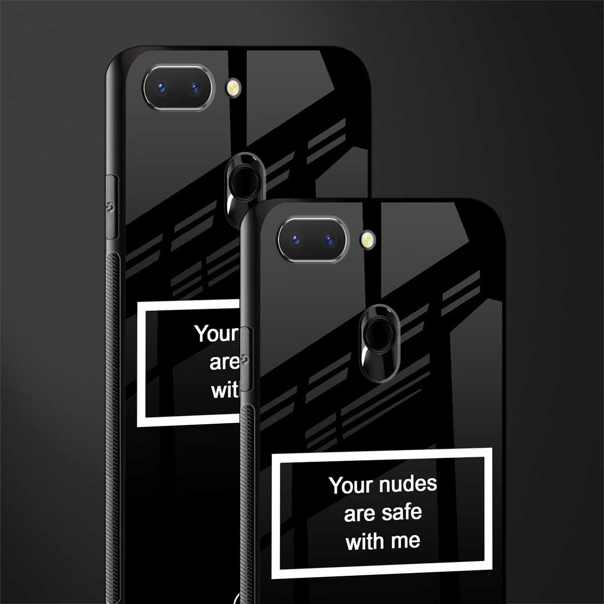 your nudes are safe with me black glass case for oppo a5 image-2