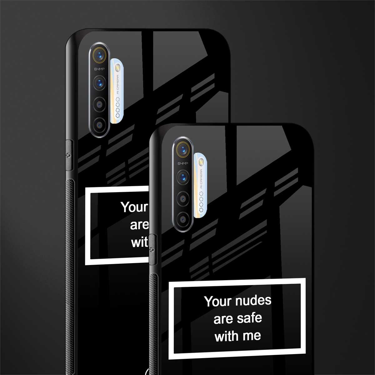 your nudes are safe with me black glass case for realme xt image-2
