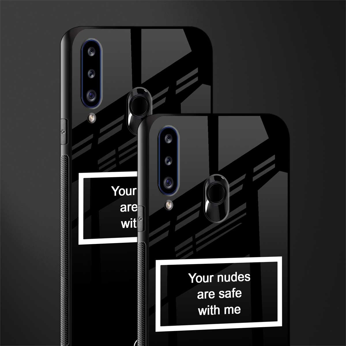 your nudes are safe with me black glass case for samsung galaxy a20s image-2