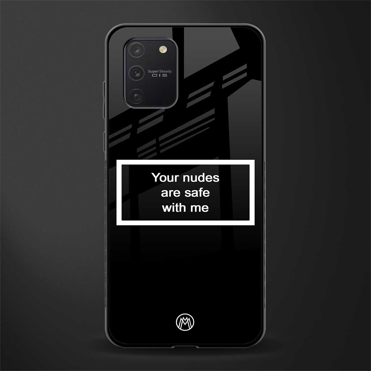your nudes are safe with me black glass case for samsung galaxy a91 image