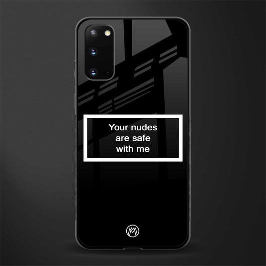 your nudes are safe with me black glass case for samsung galaxy s20 image