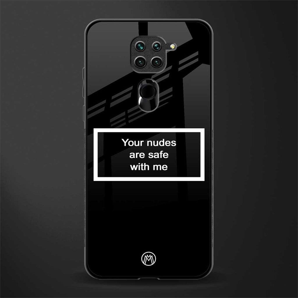 your nudes are safe with me black glass case for redmi note 9 image