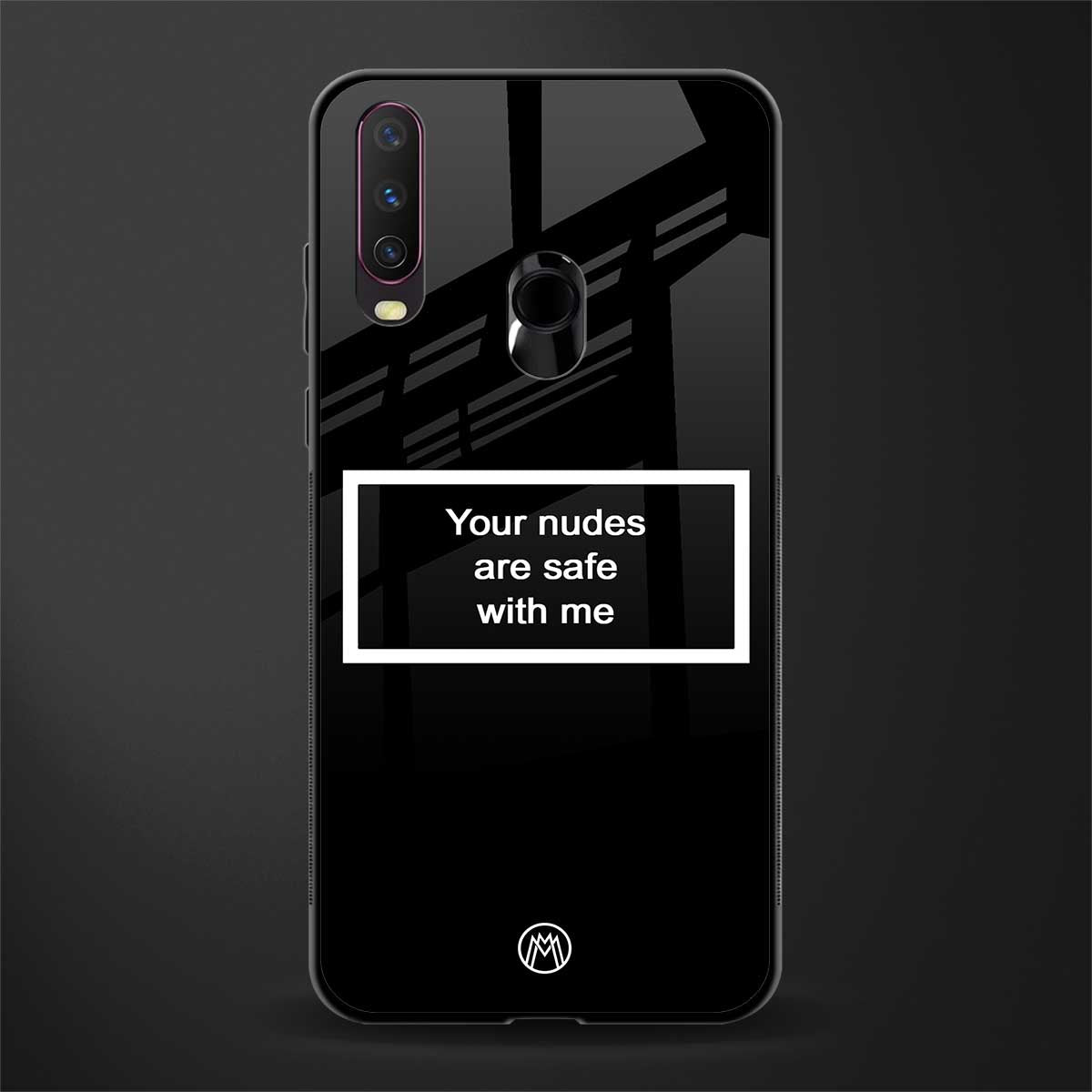 your nudes are safe with me black glass case for vivo y17 image