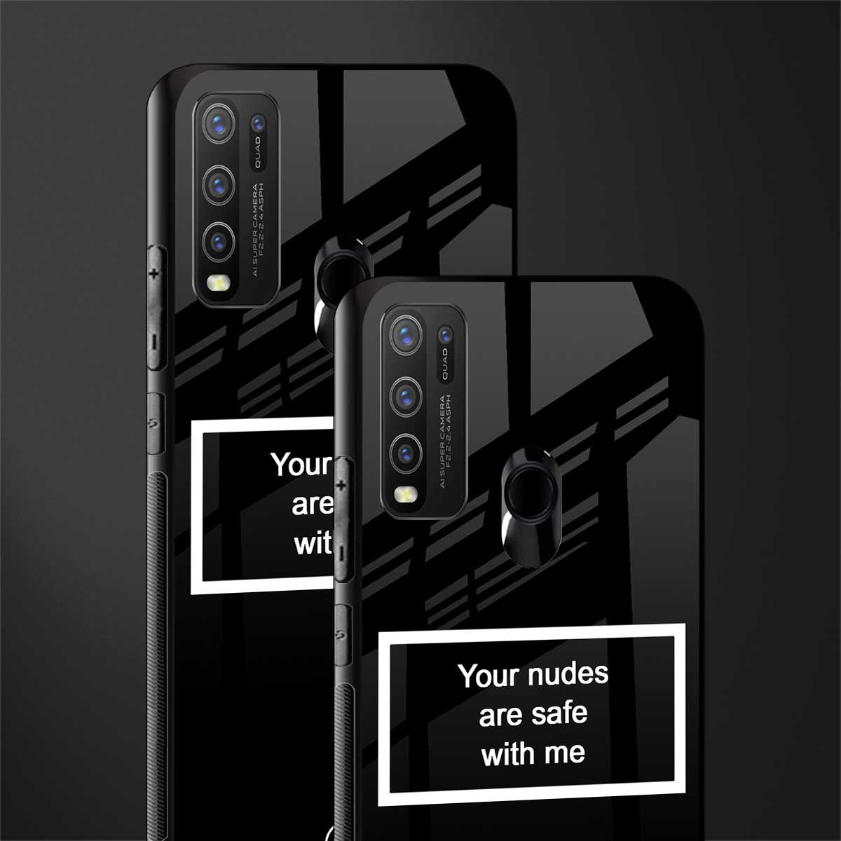 your nudes are safe with me black glass case for vivo y30 image-2