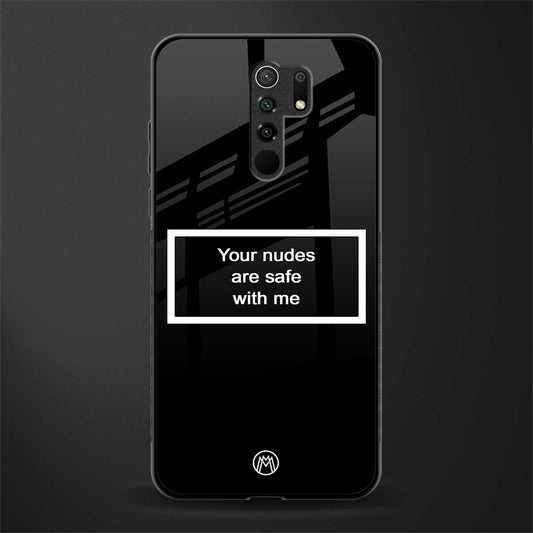 your nudes are safe with me black glass case for redmi 9 prime image