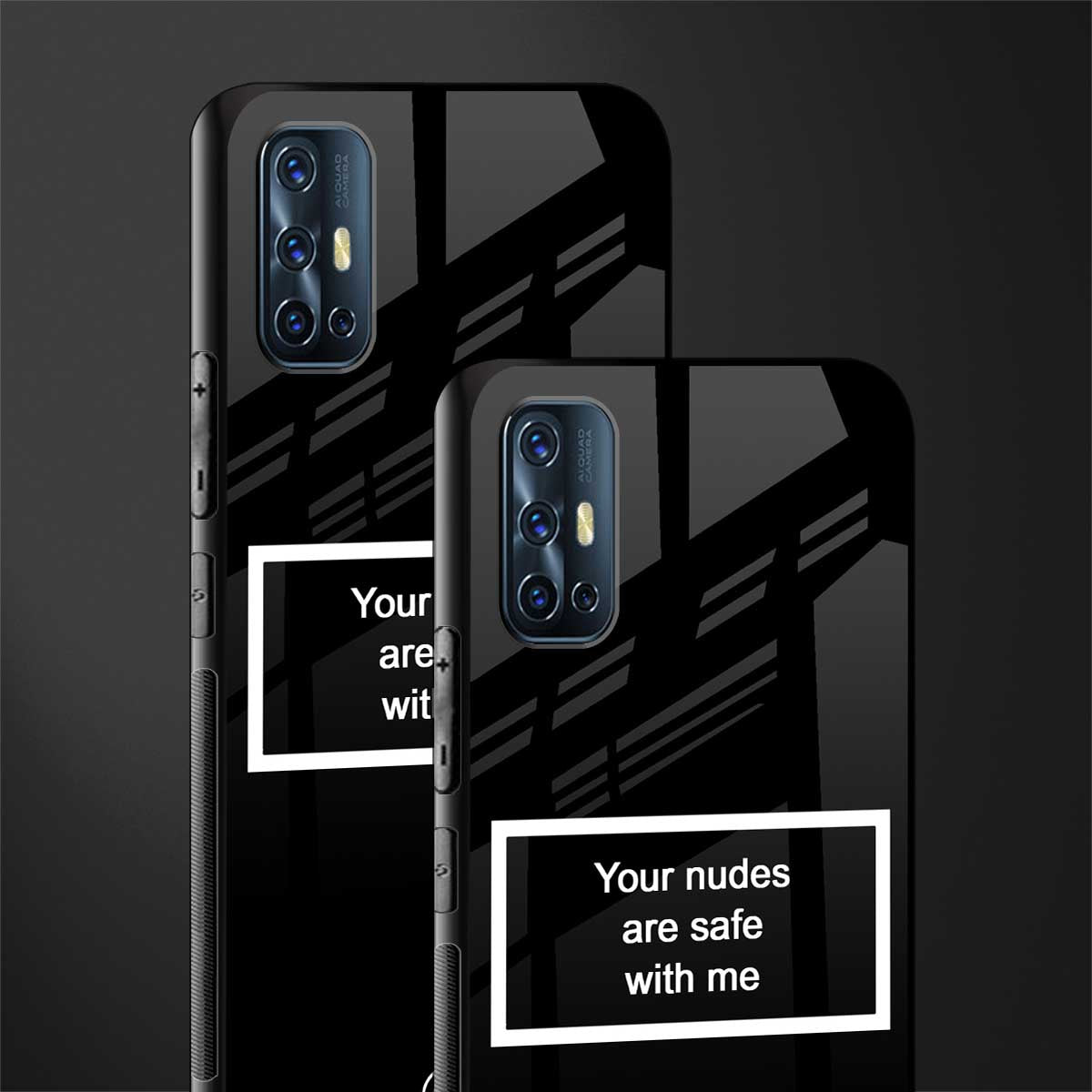 your nudes are safe with me black glass case for vivo v17 image-2