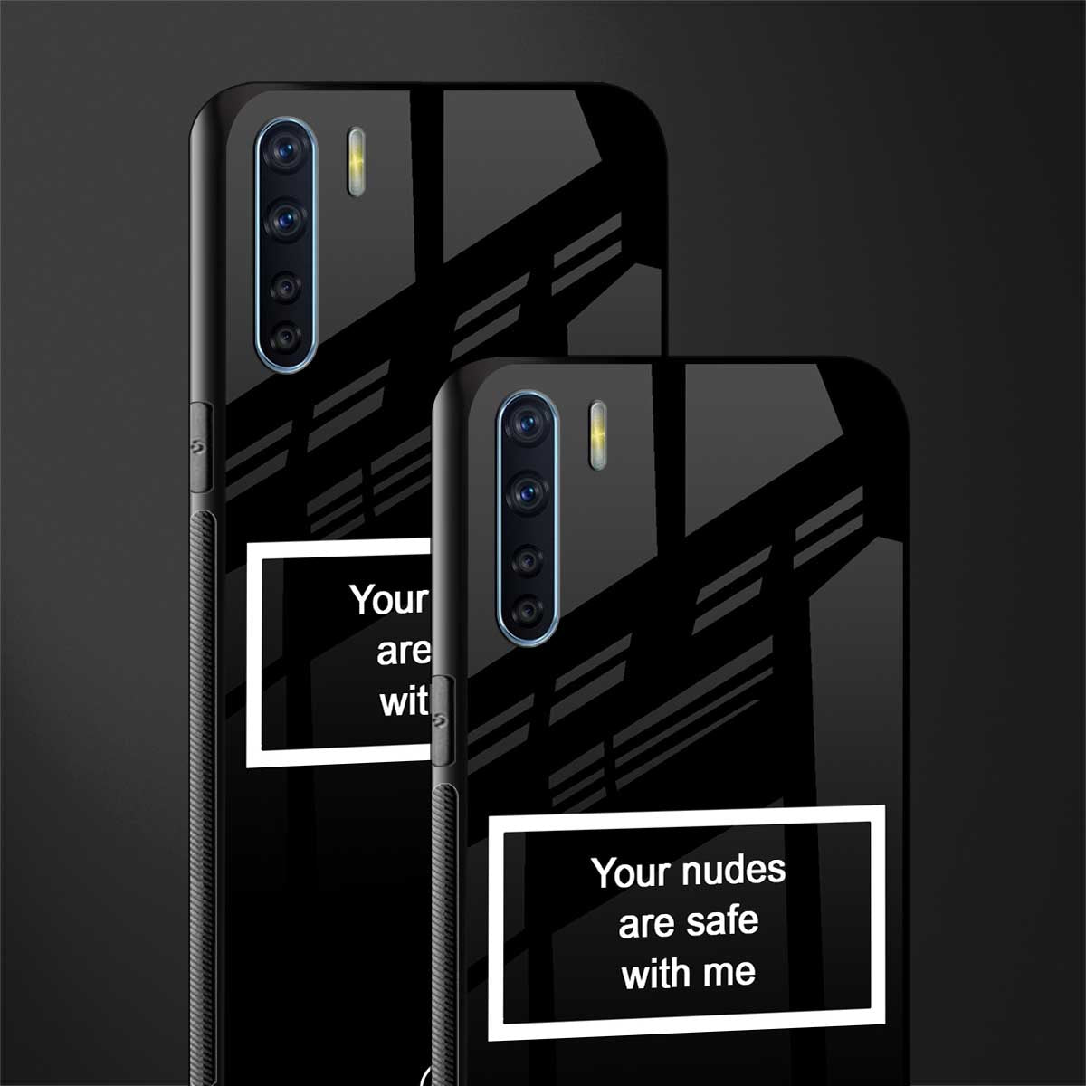 your nudes are safe with me black glass case for oppo f15 image-2