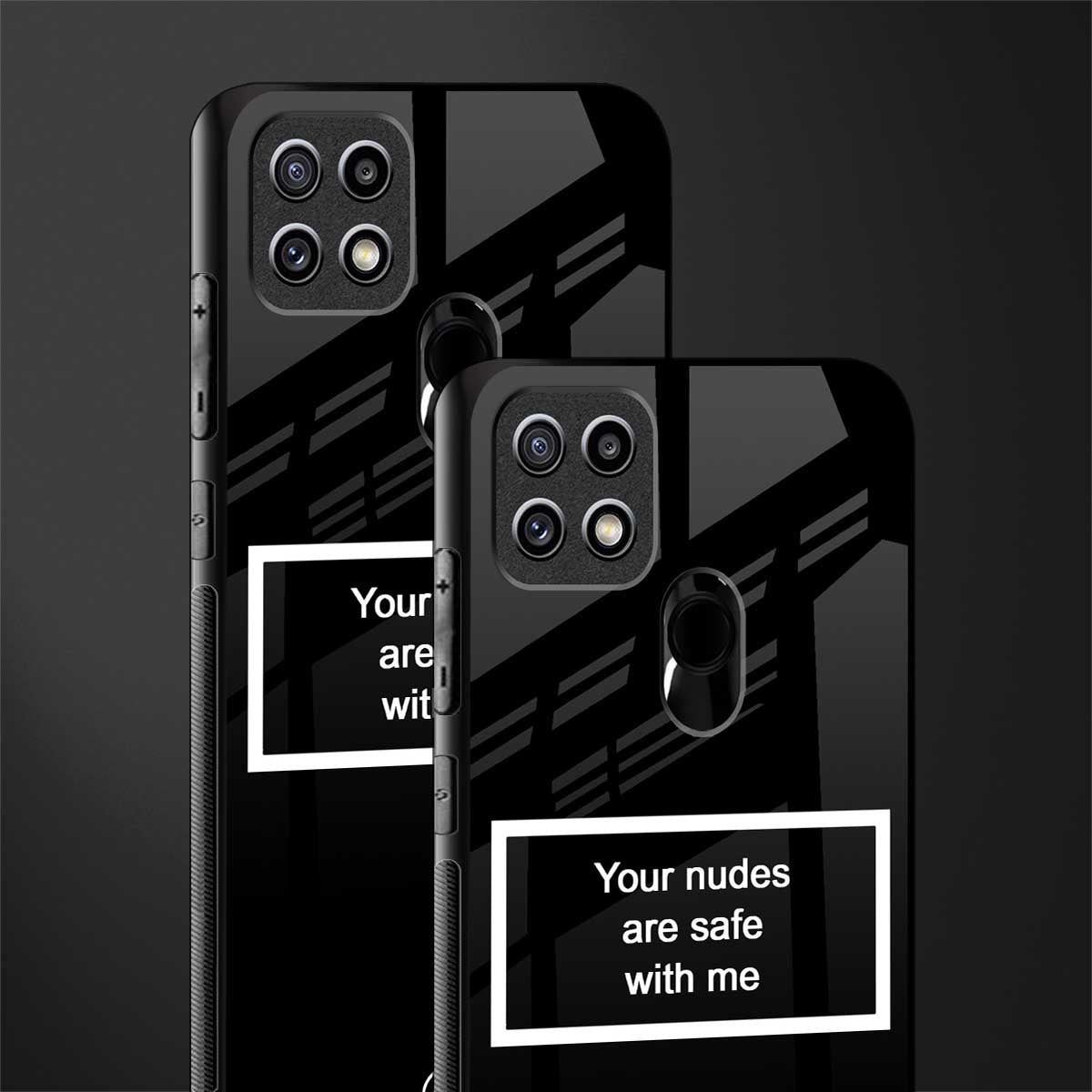 your nudes are safe with me black glass case for oppo a15s image-2