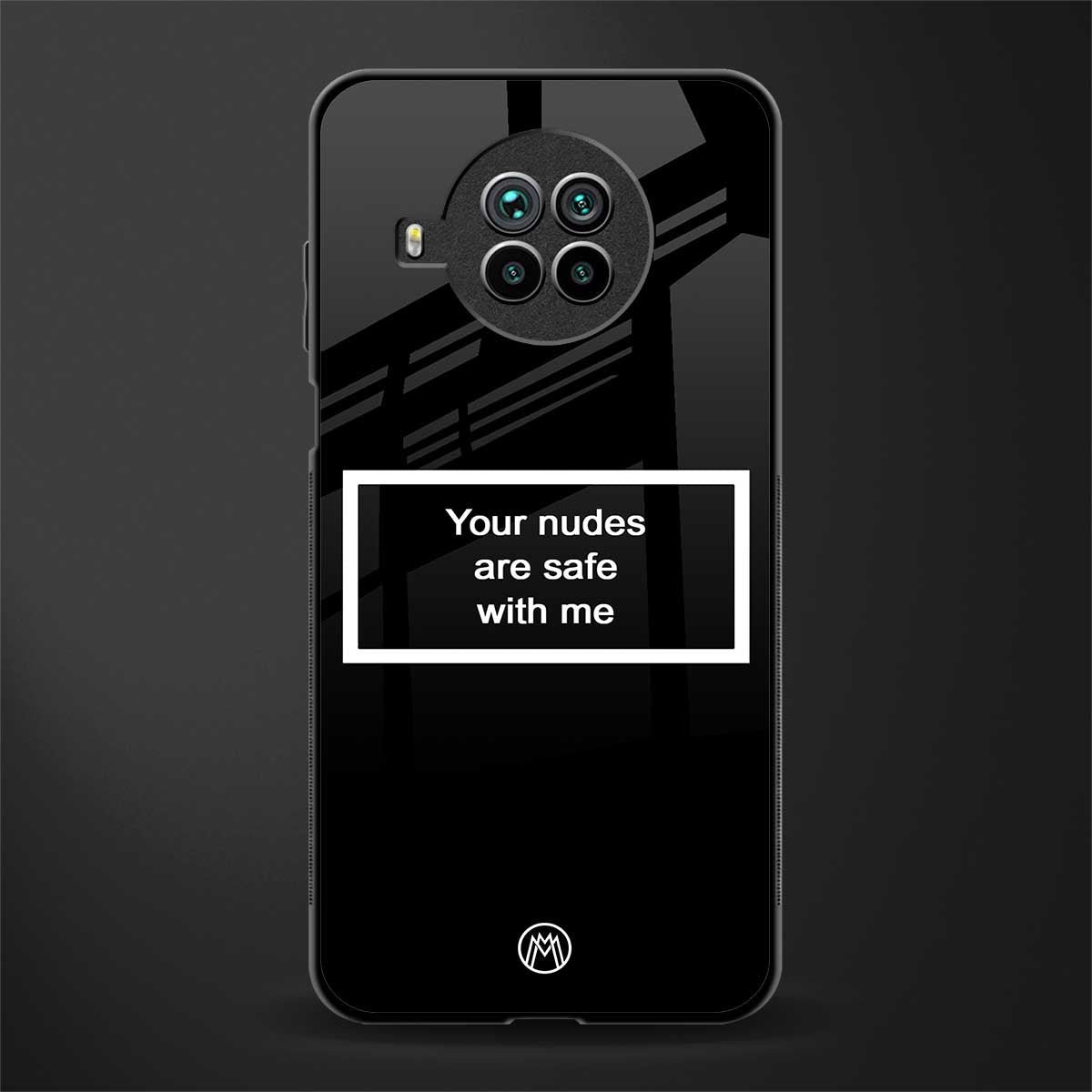 your nudes are safe with me black glass case for mi 10i image