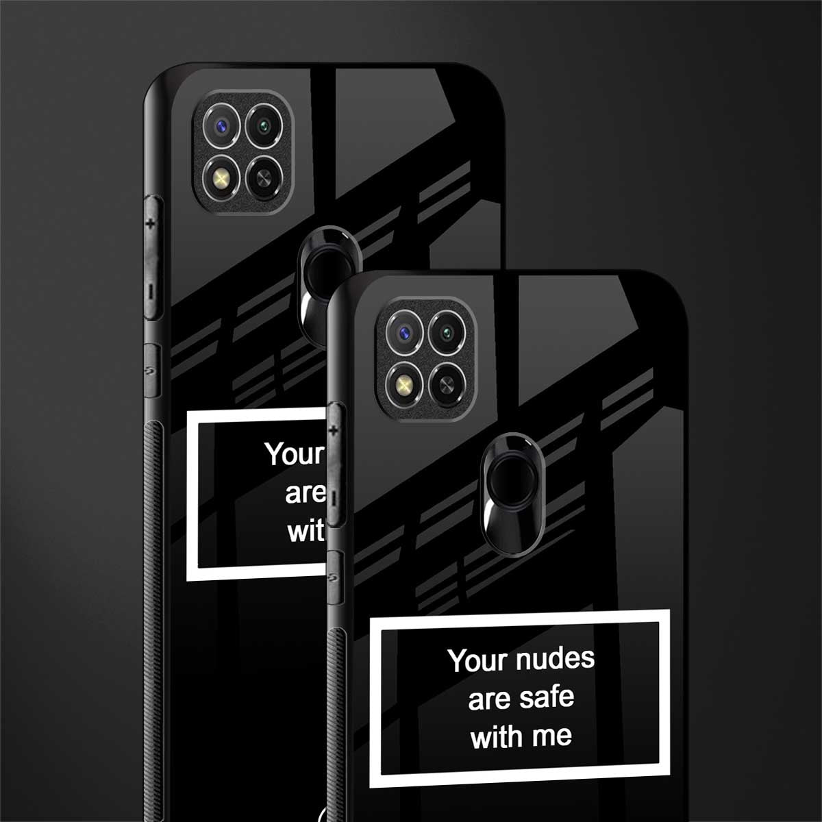 your nudes are safe with me black glass case for redmi 9c image-2