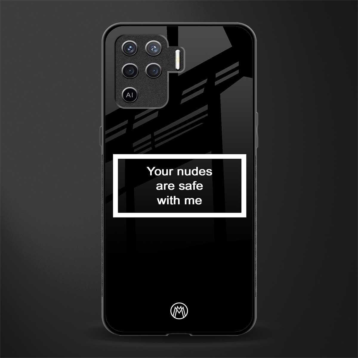 your nudes are safe with me black glass case for oppo f19 pro image