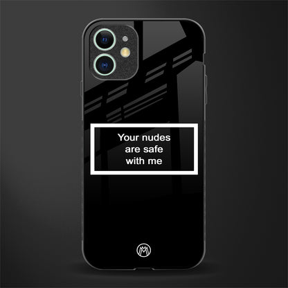 your nudes are safe with me black glass case for iphone 12 image