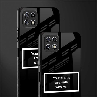 your nudes are safe with me black glass case for samsung galaxy a22 5g image-2