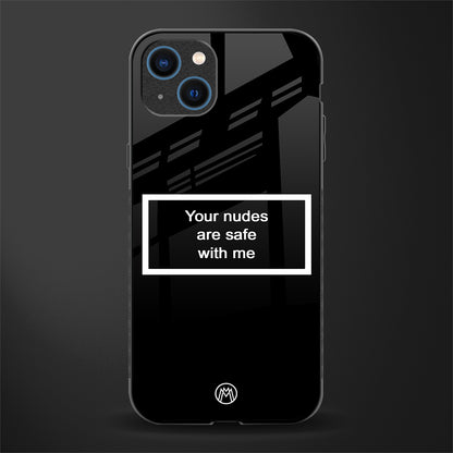 your nudes are safe with me black glass case for iphone 13 image