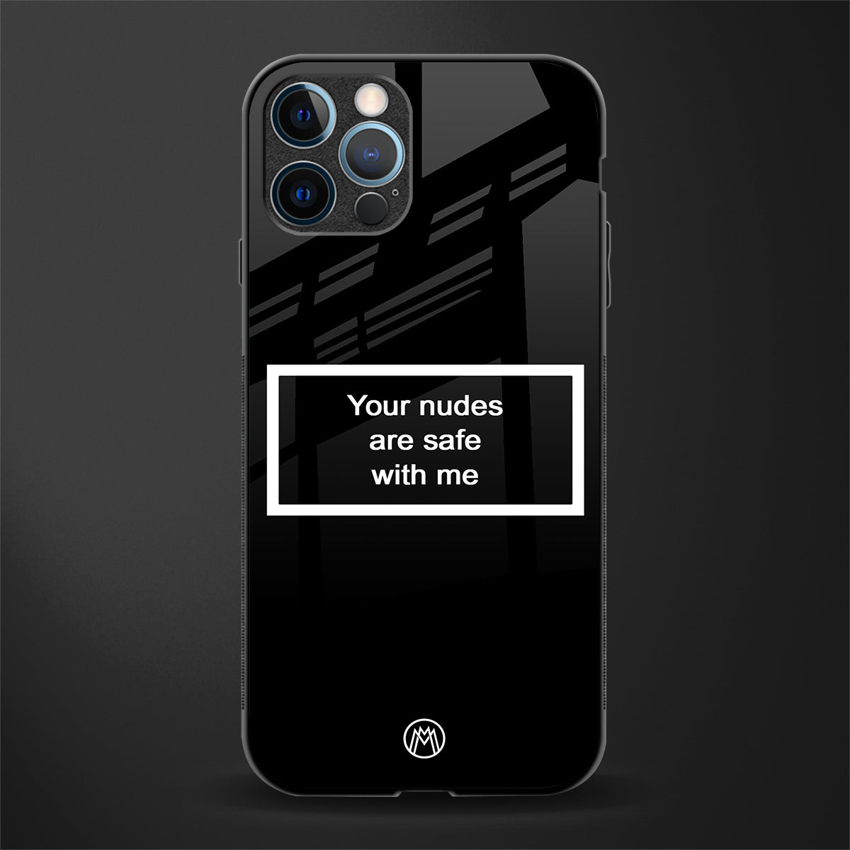 your nudes are safe with me black glass case for iphone 12 pro max image