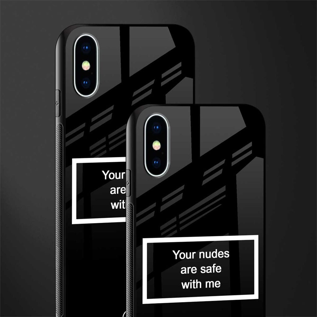 your nudes are safe with me black glass case for iphone xs image-2