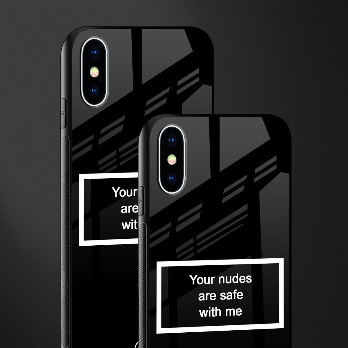 your nudes are safe with me black glass case for iphone x image-2
