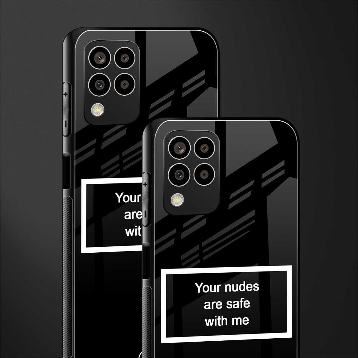 your nudes are safe with me black back phone cover | glass case for samsung galaxy m33 5g