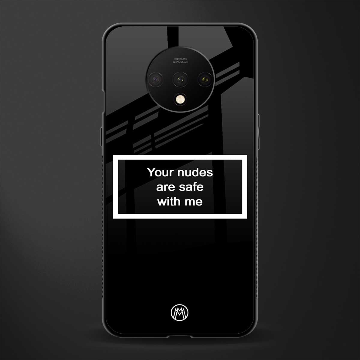 your nudes are safe with me black glass case for oneplus 7t image