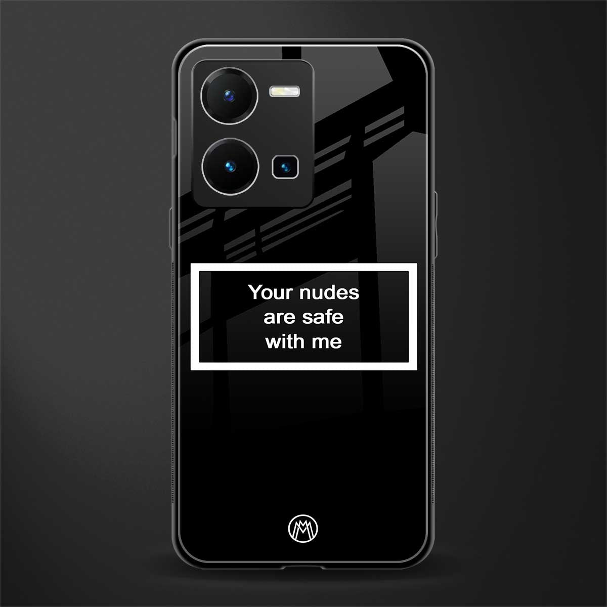 your nudes are safe with me black back phone cover | glass case for vivo y35 4g