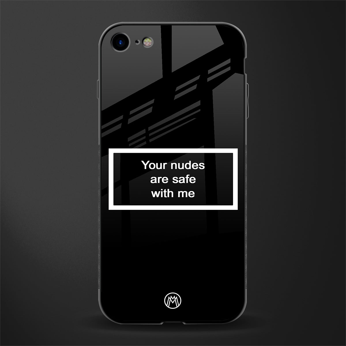 your nudes are safe with me black glass case for iphone 7 image