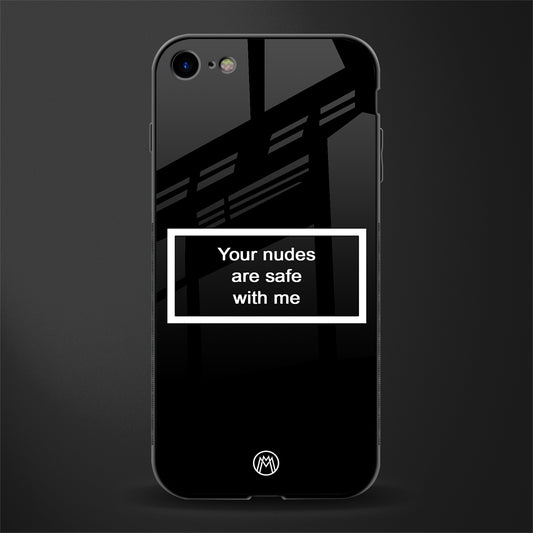your nudes are safe with me black glass case for iphone se 2020 image