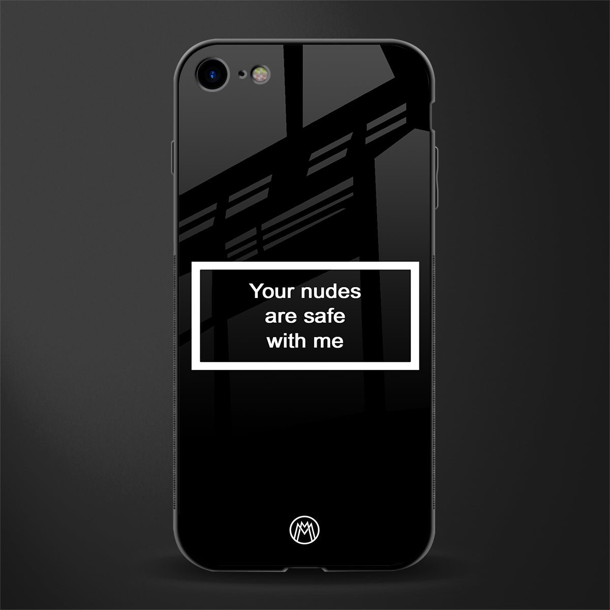your nudes are safe with me black glass case for iphone 8 image