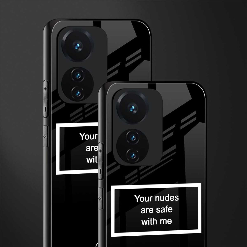 your nudes are safe with me black back phone cover | glass case for vivo t1 44w 4g