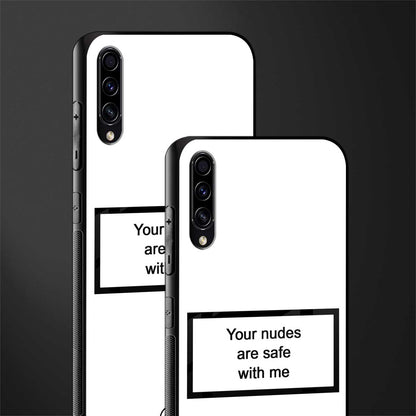 your nudes are safe with me white glass case for samsung galaxy a30s image-2
