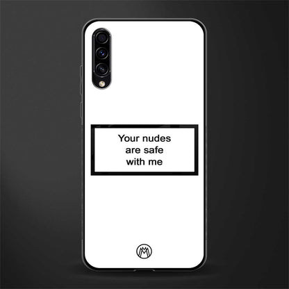your nudes are safe with me white glass case for samsung galaxy a30s image