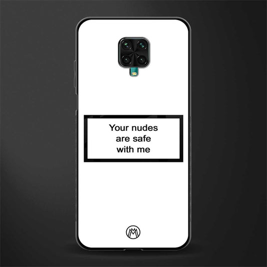 your nudes are safe with me white glass case for redmi note 9 pro max image